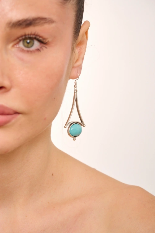 Kiraz Turquoise Stoned Silver Plated Earring