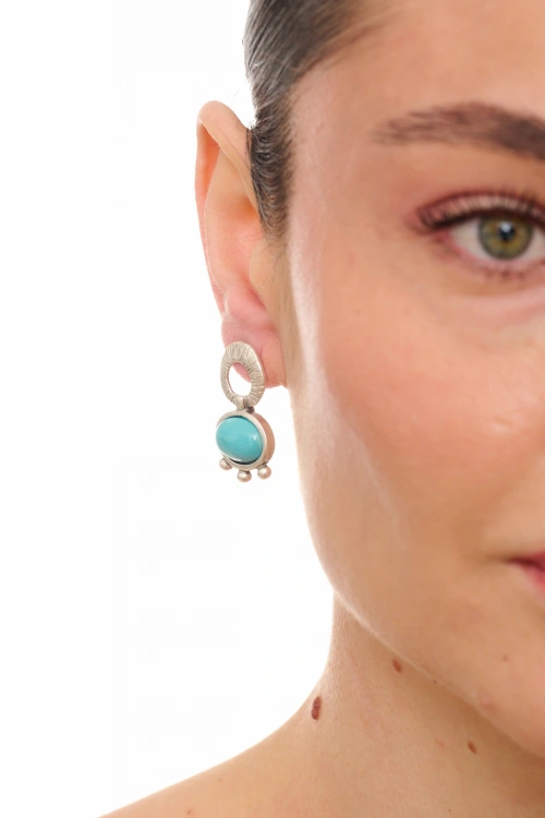Kiraz Turquoise Stoned Silver Plated Earring