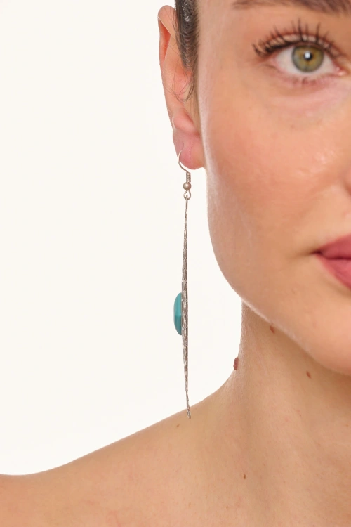 Kiraz Turquoise Stoned Silver Plated Earring