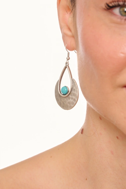 Kiraz Turquoise Stoned Silver Plated Earring