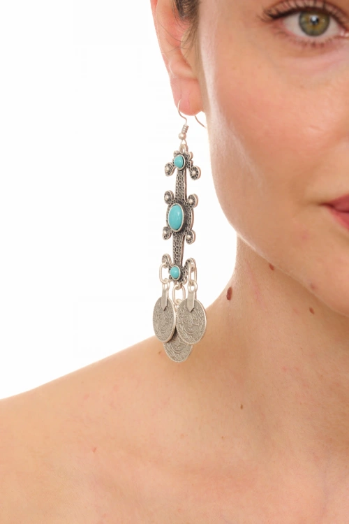 Kiraz Turquoise Stoned Silver Plated Earring