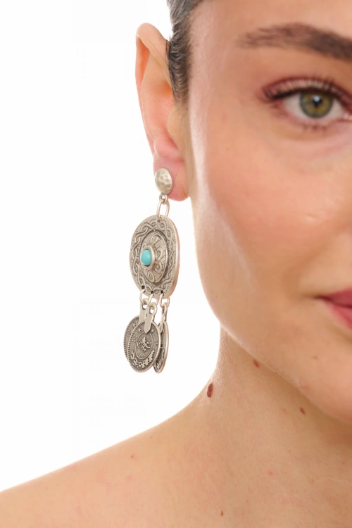 Kiraz Turquoise Stoned Silver Plated Earring