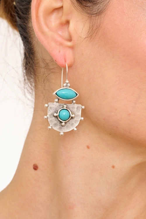 Kiraz Turquoise Stoned Silver Plated Earring
