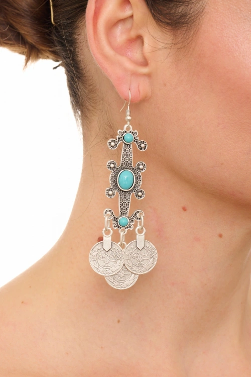 Kiraz Turquoise Stoned Silver Plated Earring