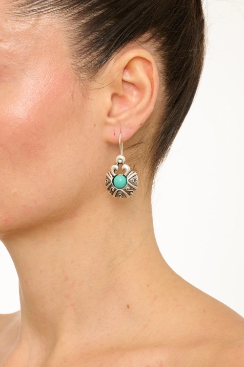 Kiraz Turquoise Stoned Silver Plated Earring