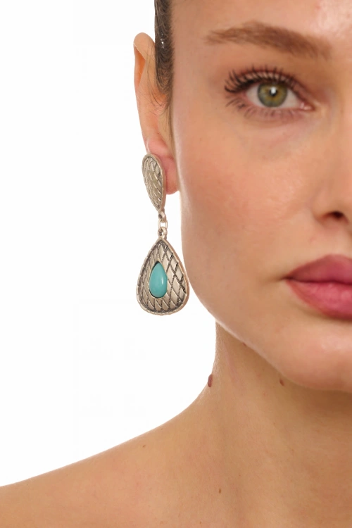 Kiraz Turquoise Stoned Silver Plated Earring