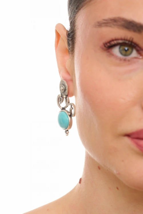 Kiraz Turquoise Stoned Silver Plated Earring