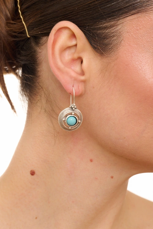 Kiraz Turquoise Stoned Silver Plated Earring