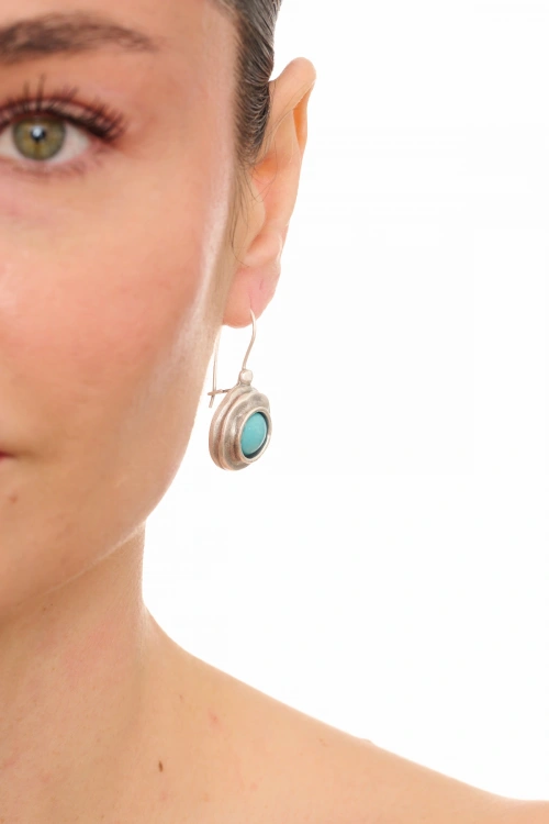 Kiraz Turquoise Stoned Silver Plated Earring