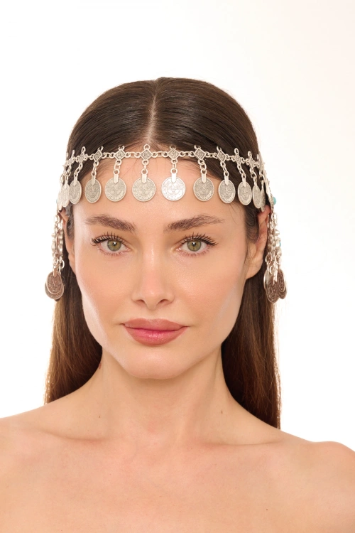 Kiraz Turquoise Stoned Silver Plated Head Accessory