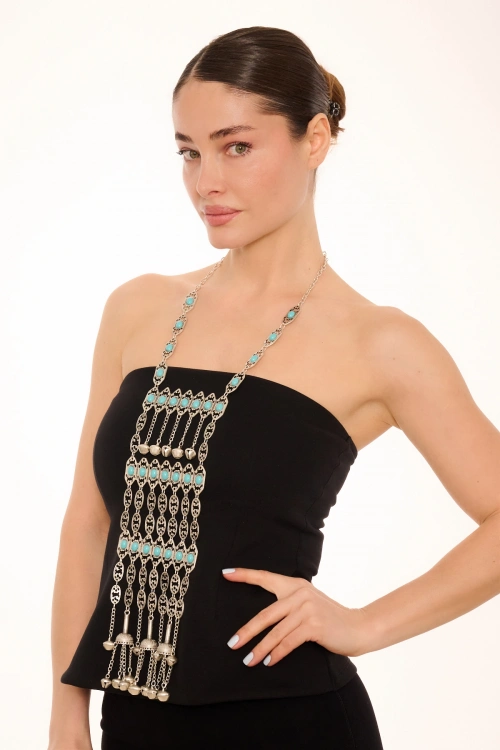 Kiraz Turquoise Stoned Silver Plated Necklace