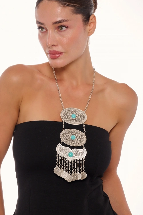 Kiraz Turquoise Stoned Silver Plated Necklace