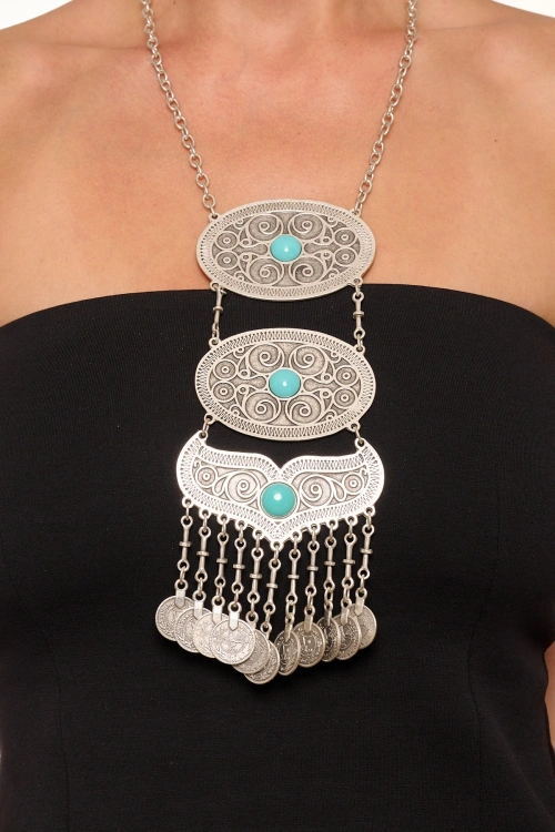 Kiraz Turquoise Stoned Silver Plated Necklace