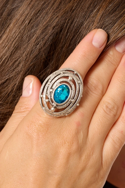 Kiraz Turquoise Stoned Silver Plated Ring