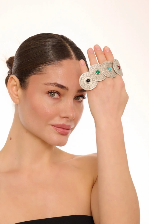 Kiraz Turquoise Stoned Silver Plated Ring