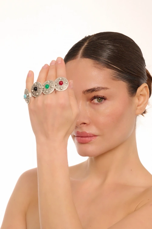 Kiraz Turquoise Stoned Silver Plated Ring