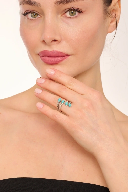 Kiraz Turquoise Stoned Silver Plated Ring