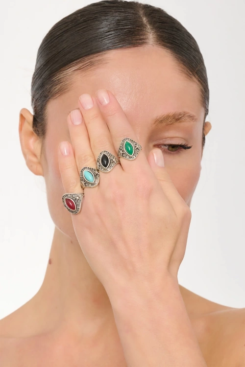 Kiraz Turquoise Stoned Silver Plated Ring