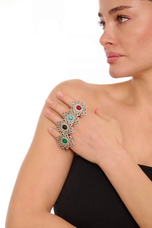 Kiraz Turquoise Stoned Silver Plated Ring