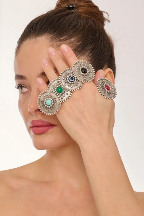 Kiraz Turquoise Stoned Silver Plated Ring