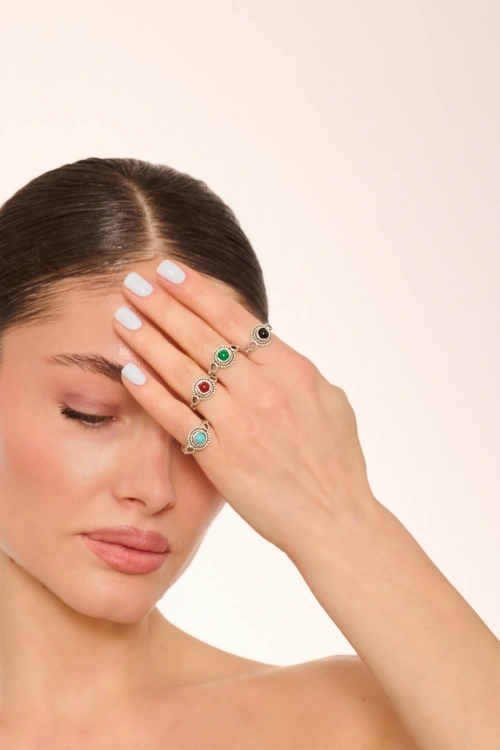 Kiraz Turquoise Stoned Silver Plated Ring