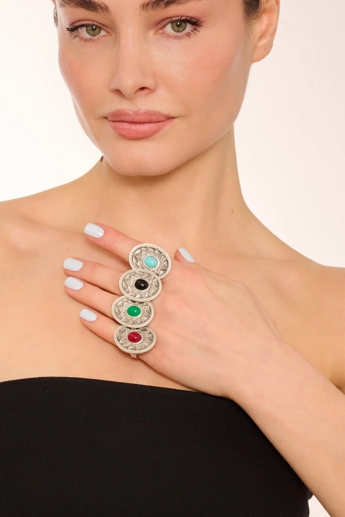 Kiraz Turquoise Stoned Silver Plated Ring