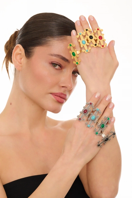 Kiraz Turquoise Stoned Silver Plated Ring