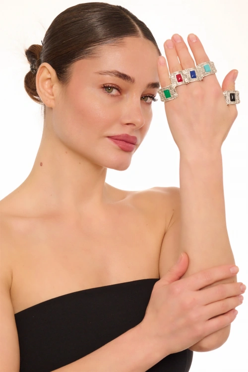 Kiraz Turquoise Stoned Silver Plated Ring