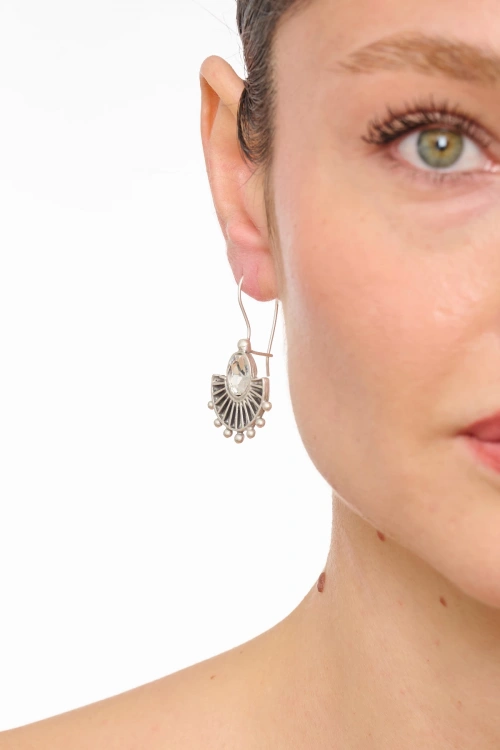 Kiraz White Crystal Stoned Silver Plated Earring