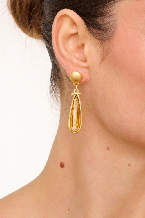 Kiraz Yellow Enameld Gold Plated Earring