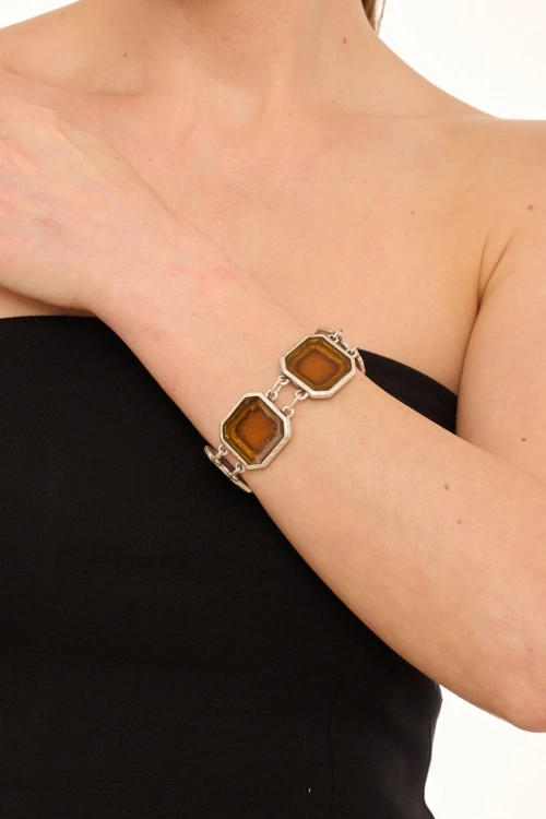 Kiraz Yellow Enameld Silver Plated Bracelet