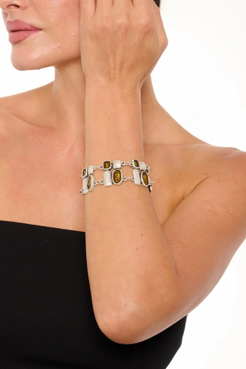 Kiraz Yellow Enameld Silver Plated Bracelet