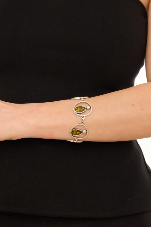 Kiraz Yellow Enameld Silver Plated Bracelet