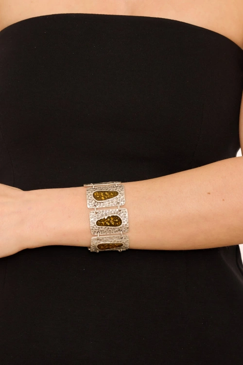 Kiraz Yellow Enameld Silver Plated Bracelet