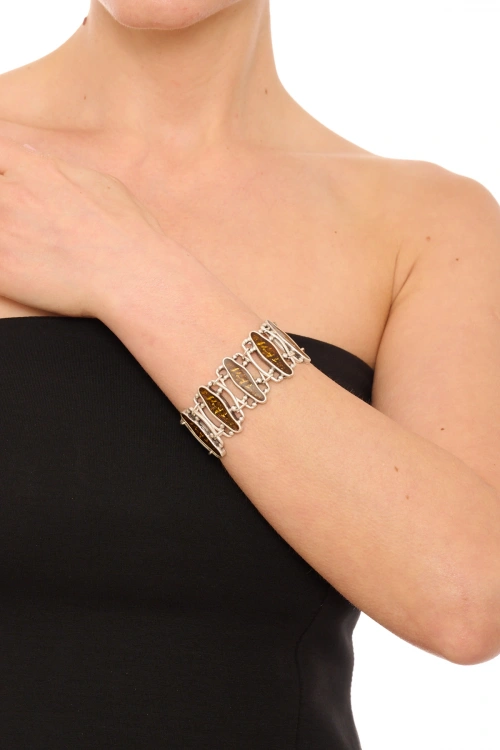 Kiraz Yellow Enameld Silver Plated Bracelet