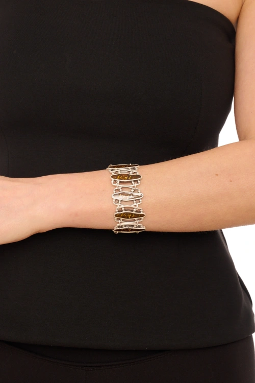 Kiraz Yellow Enameld Silver Plated Bracelet