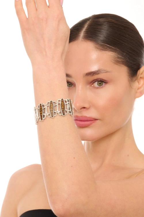 Kiraz Yellow Enameld Silver Plated Bracelet