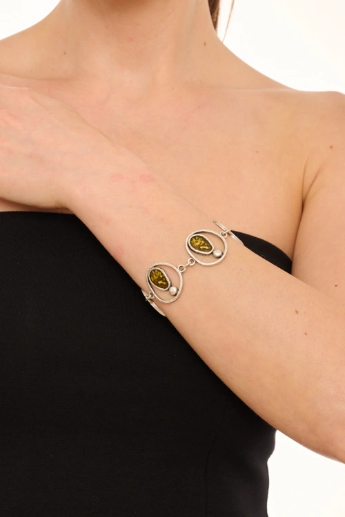 Kiraz Yellow Enameld Silver Plated Bracelet