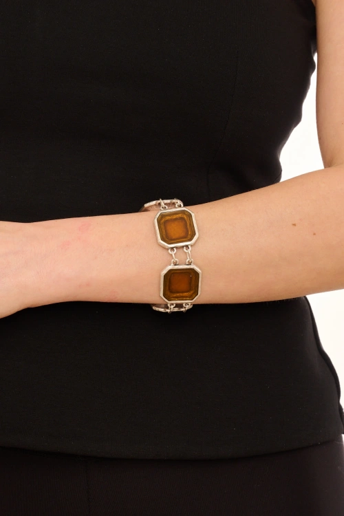 Kiraz Yellow Enameld Silver Plated Bracelet