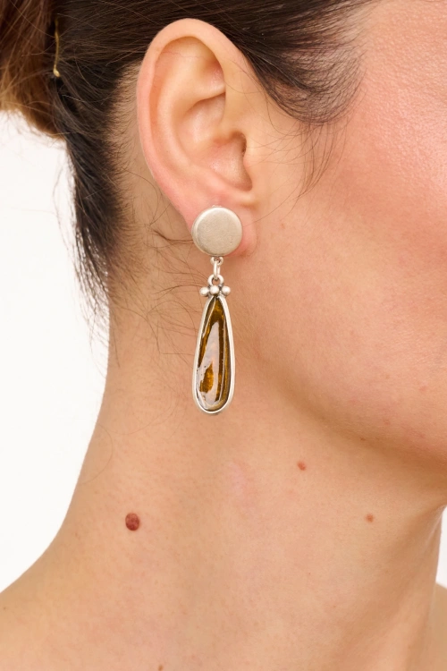 Kiraz Yellow Enameld Silver Plated Earring