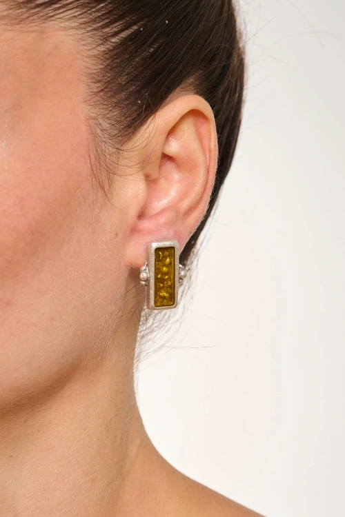 Kiraz Yellow Enameld Silver Plated Earring