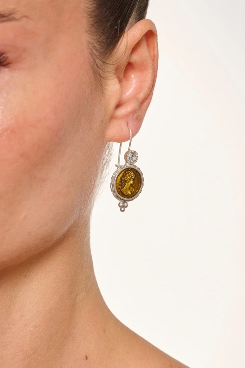 Kiraz Yellow Enameld Silver Plated Earring