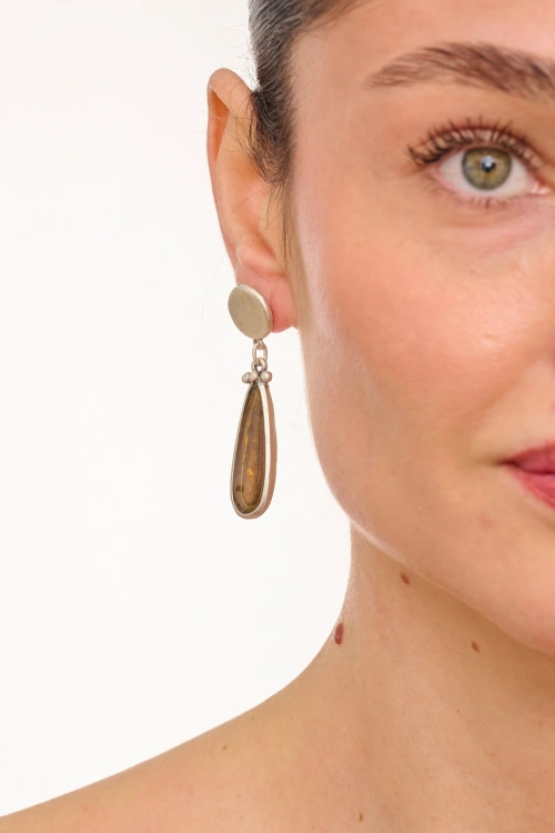 Kiraz Yellow Enameld Silver Plated Earring