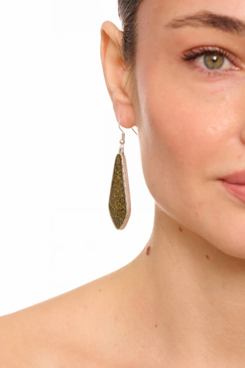 Kiraz Yellow Enameld Silver Plated Earring