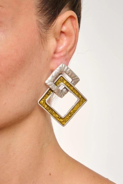 Kiraz Yellow Enameld Silver Plated Earring