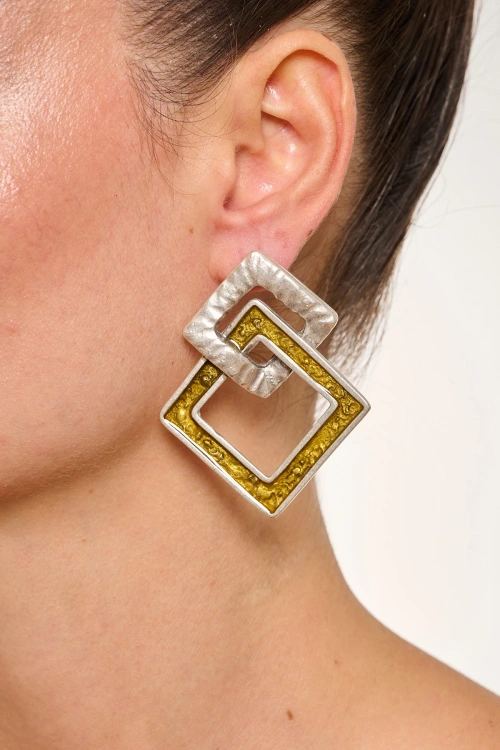 Kiraz Yellow Enameld Silver Plated Earring