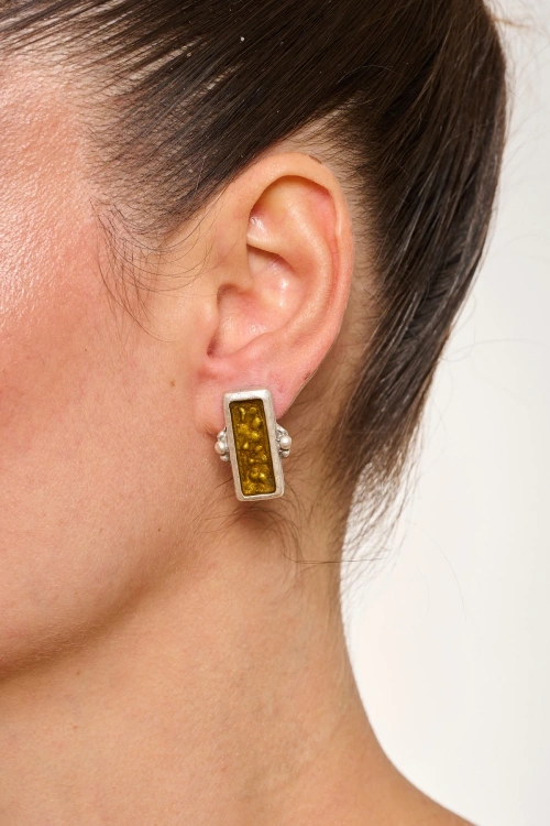 Kiraz Yellow Enameld Silver Plated Earring