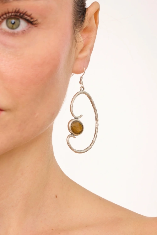 Kiraz Yellow Enameld Silver Plated Earring