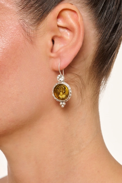Kiraz Yellow Enameld Silver Plated Earring