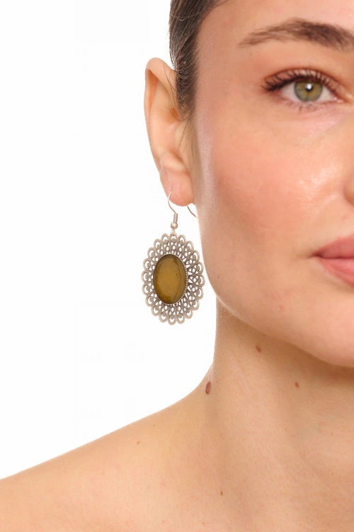 Kiraz Yellow Enameld Silver Plated Earring